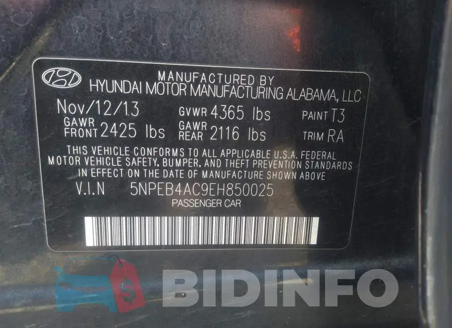 5NPEB4AC9EH850025 Photo# 9