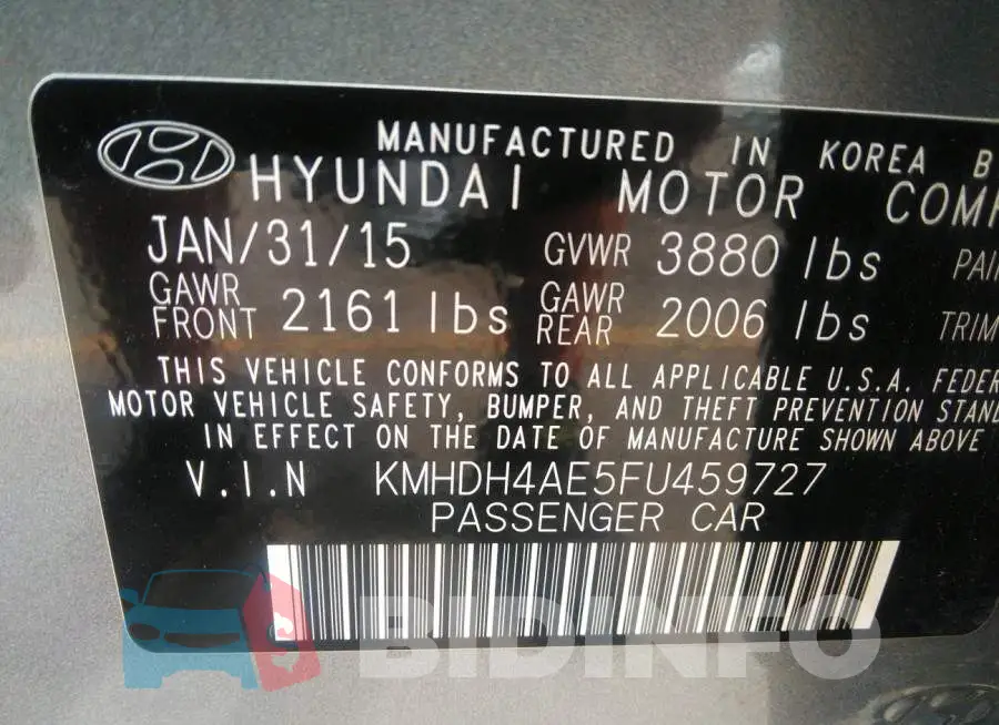 KMHDH4AE5FU459727 Photo# 9
