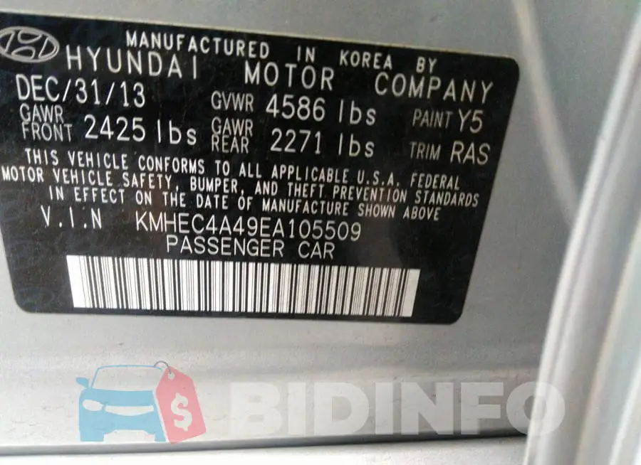 KMHEC4A49EA105509 Photo# 9