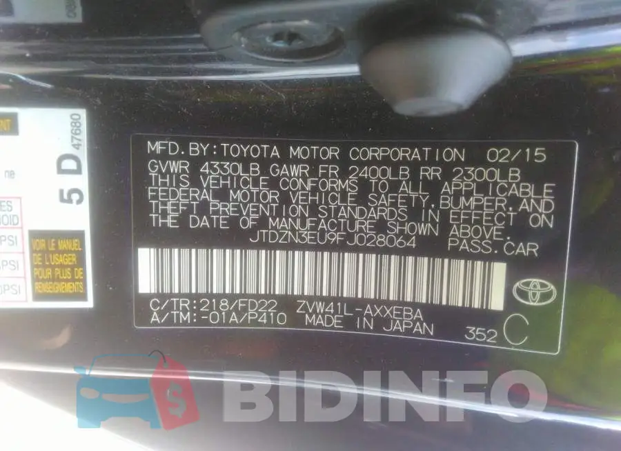 JTDZN3EU9FJ028064 Photo# 9