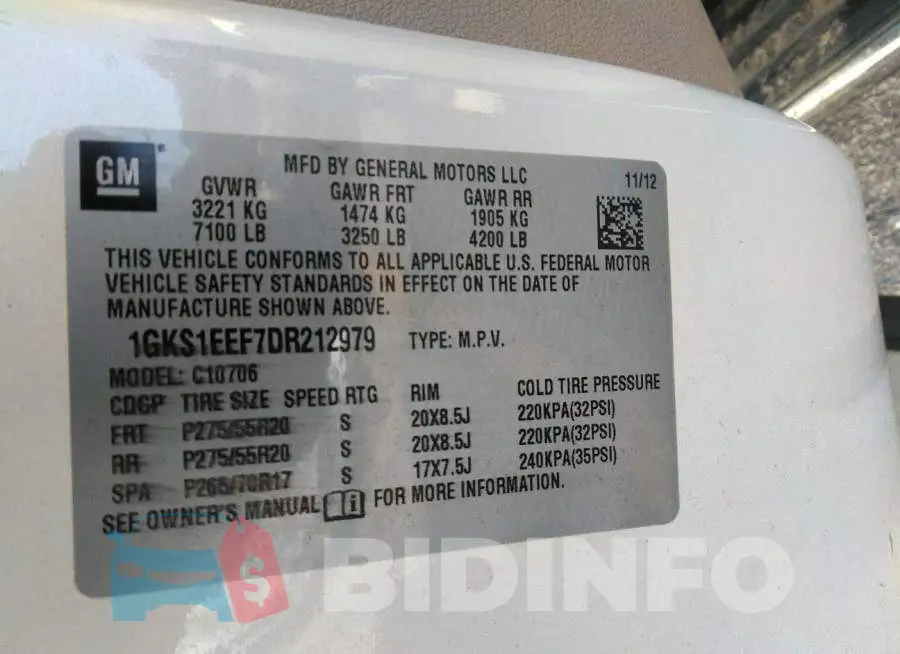 1GKS1EEF7DR212979 Photo# 9