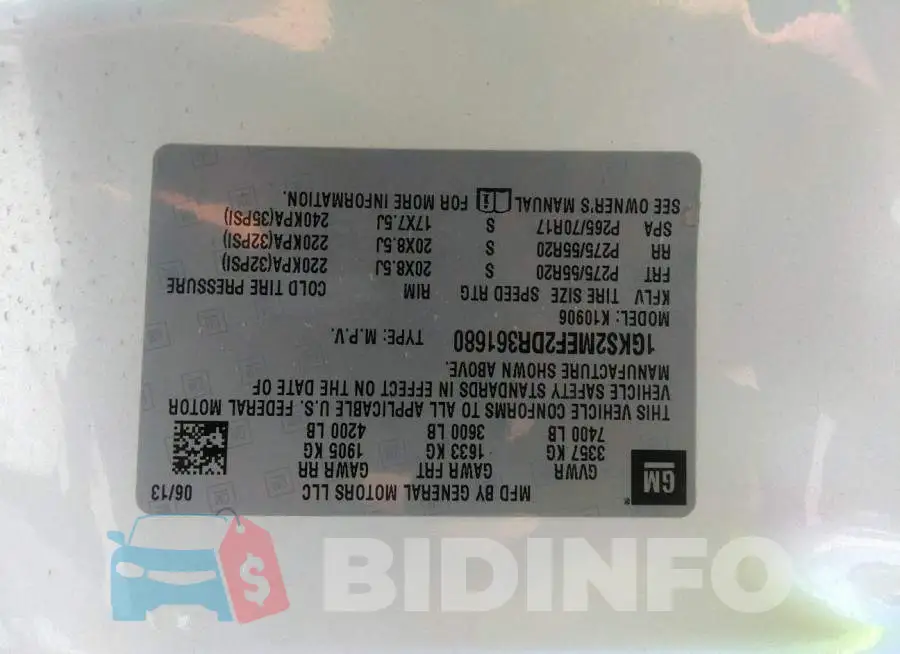 1GKS2MEF2DR361680 Photo# 9