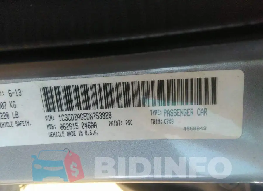 1C3CDZAG5DN753828 Photo# 9
