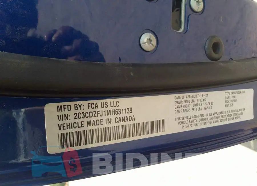2C3CDZFJ1MH631139 Photo# 9