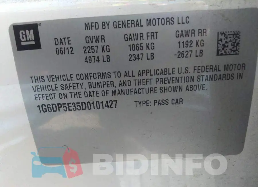 1G6DP5E35D0101427 Photo# 9