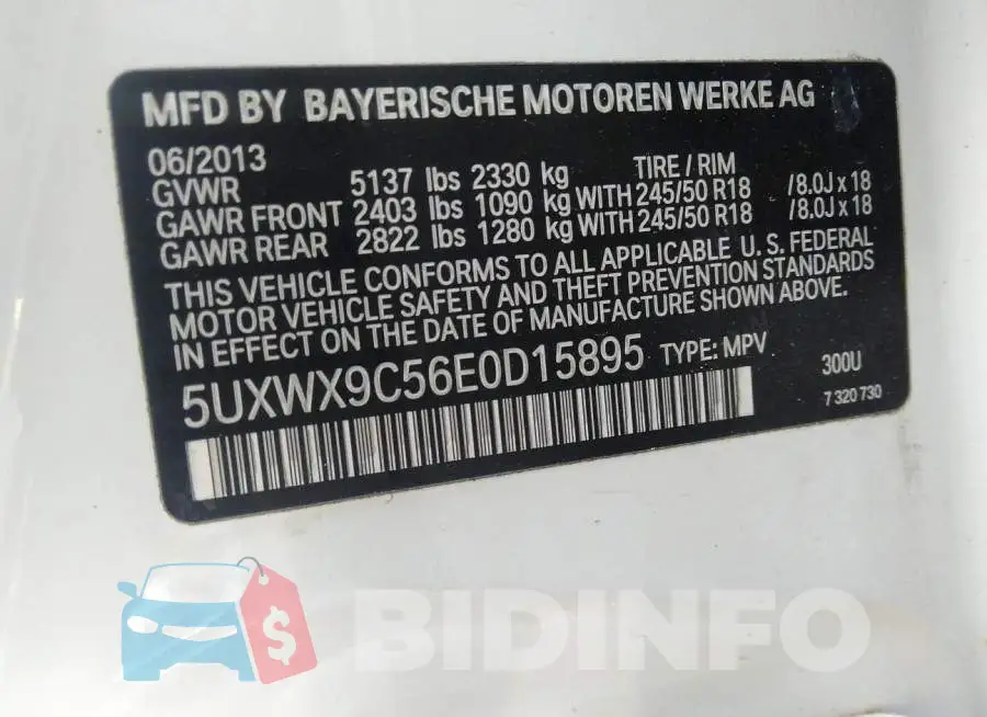 5UXWX9C56E0D15895 Photo# 9