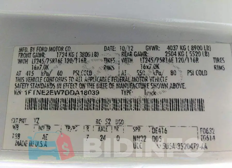 1FTNE2EW7DDA18039 Photo# 9