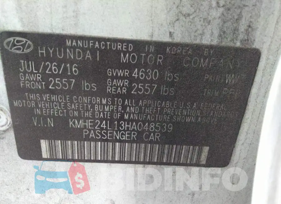 KMHE24L13HA048539 Photo# 9
