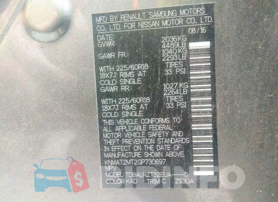 KNMAT2MT2GP730697 Photo# 9