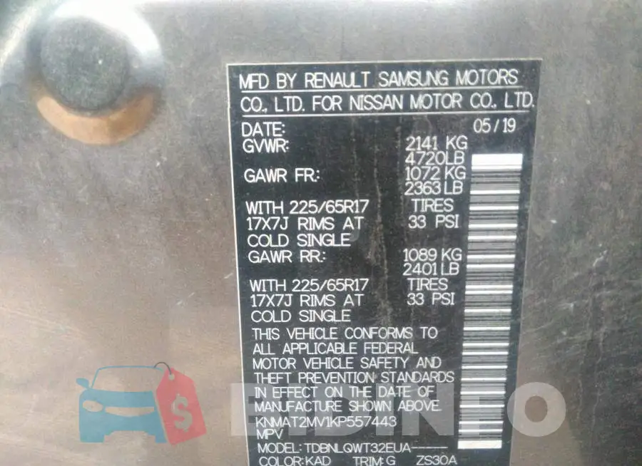 KNMAT2MV1KP557443 Photo# 9