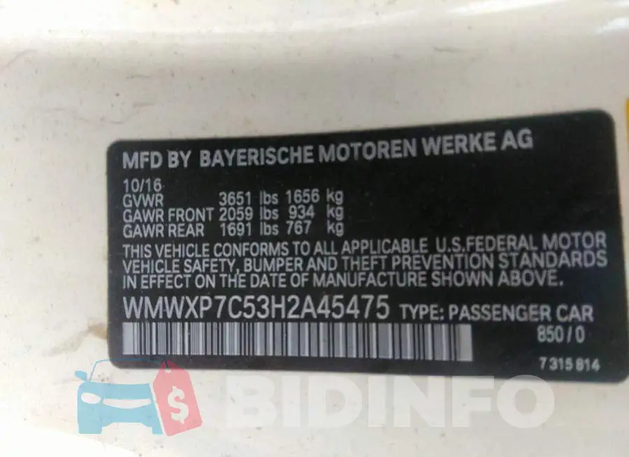 WMWXP7C53H2A45475 Photo# 9