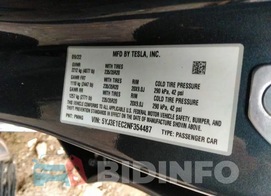 5YJ3E1EC2NF354487 Photo# 9