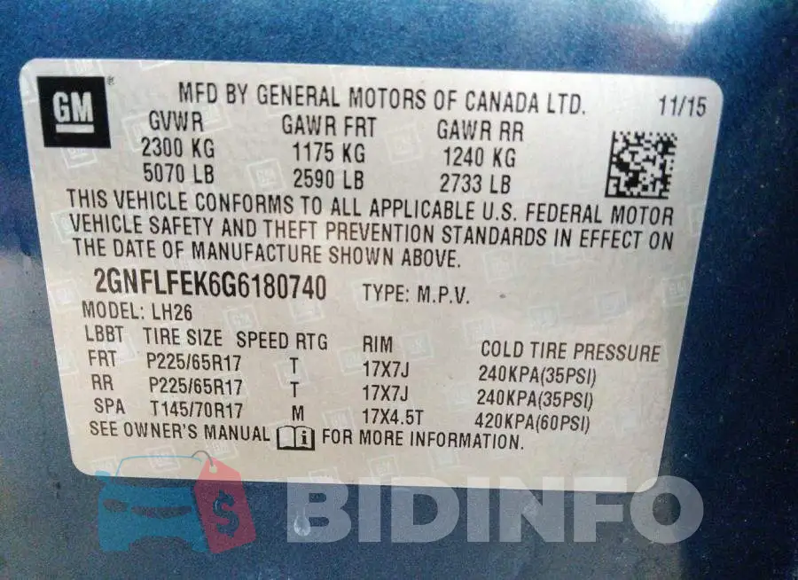 2GNFLFEK6G6180740 Photo# 9