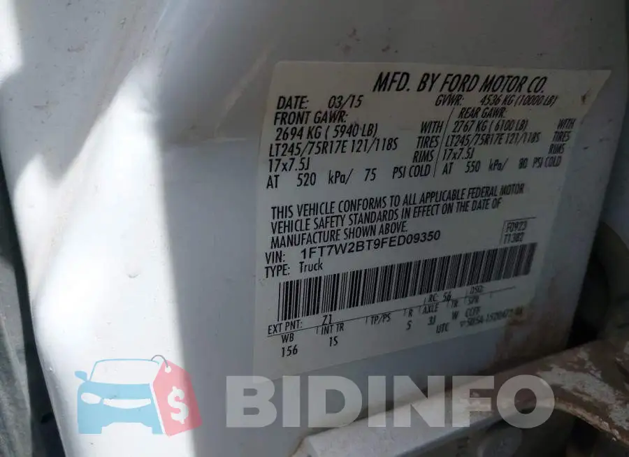 1FT7W2BT9FED09350 Photo# 9