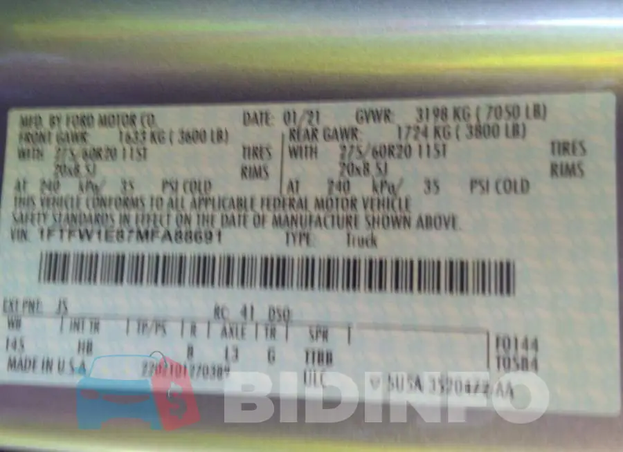 1FTFW1E87MFA88691 Photo# 9