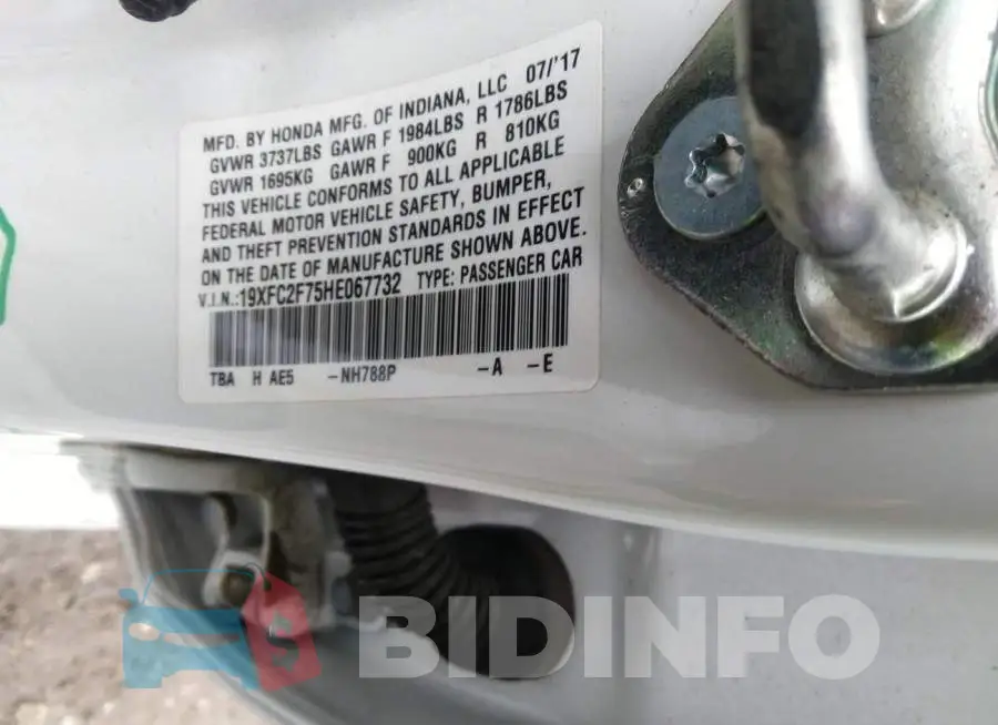 19XFC2F75HE067732 Photo# 9