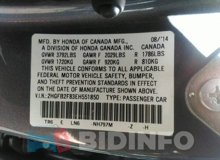 2HGFB2F83EH551850 Photo# 9