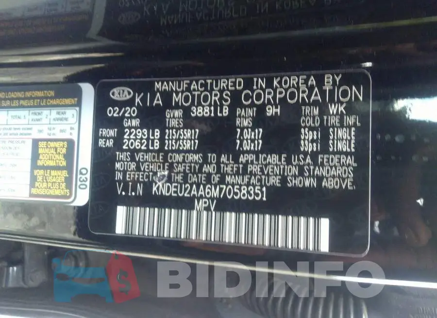 KNDEU2AA6M7058351 Photo# 9