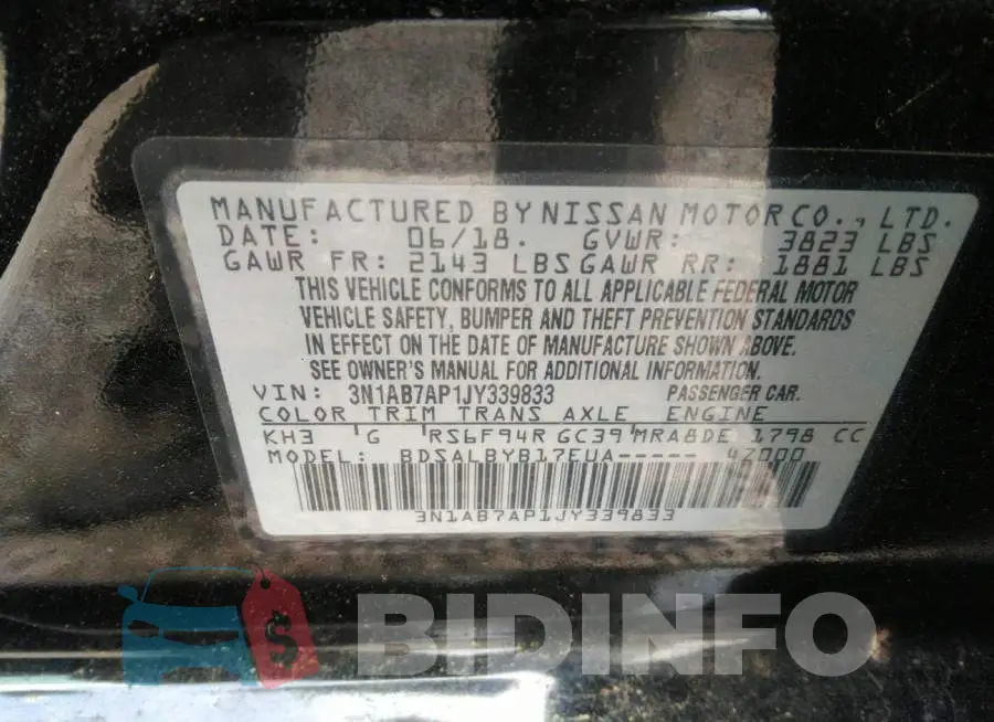 3N1AB7AP1JY339833 Photo# 9