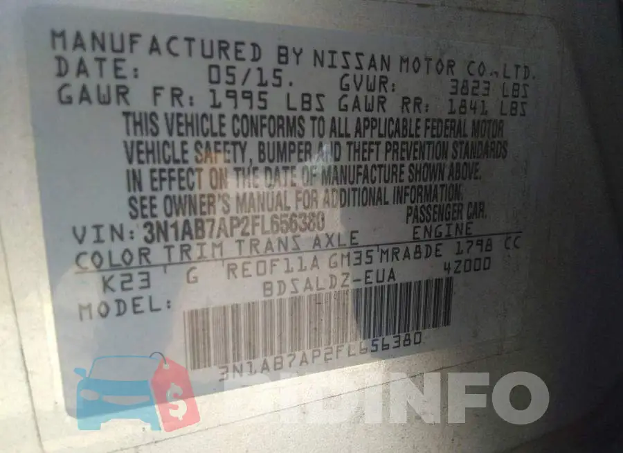 3N1AB7AP2FL656380 Photo# 9