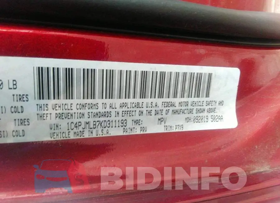 1C4PJMLB7KD311193 Photo# 9