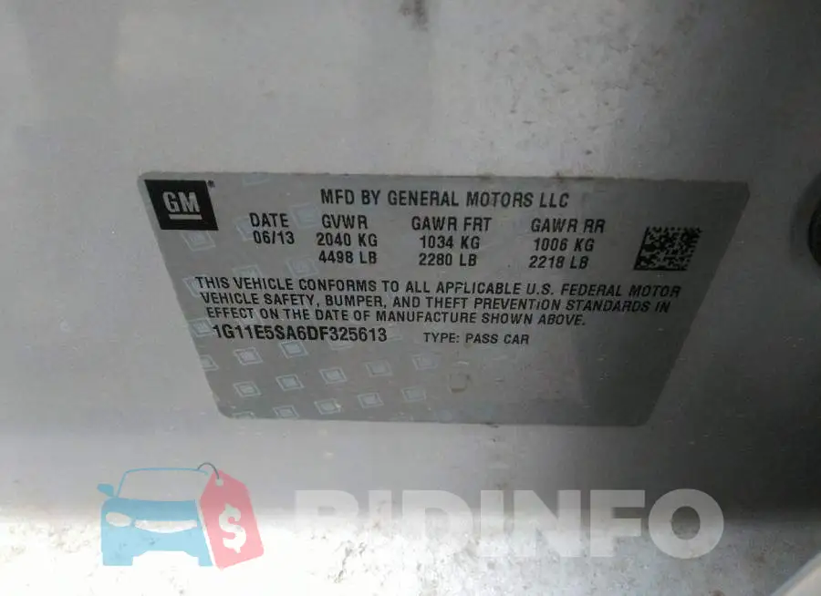 1G11E5SA6DF325613 Photo# 9