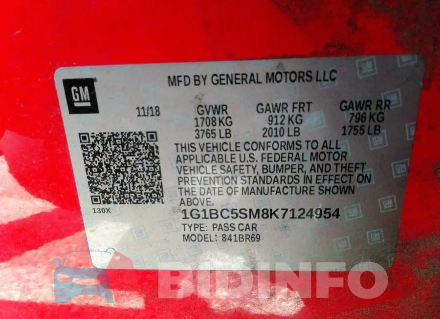 1G1BC5SM8K7124954 Photo# 9