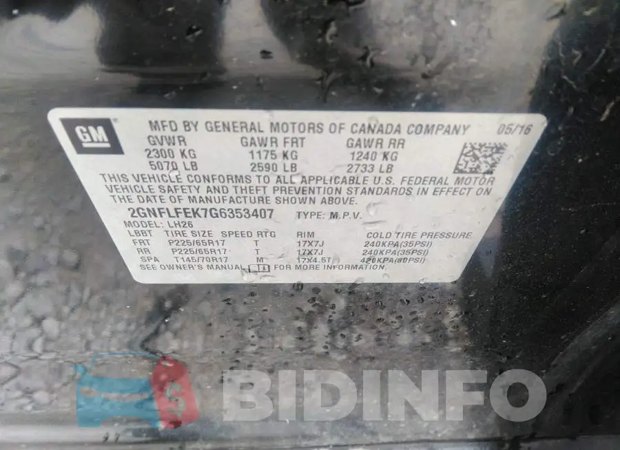2GNFLFEK7G6353407 Photo# 9