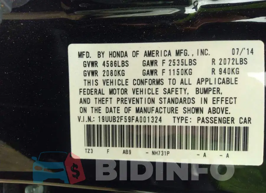 19UUB2F59FA001324 Photo# 9