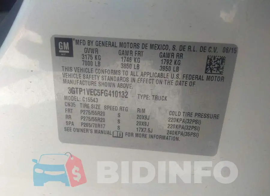 3GTP1VEC5FG410132 Photo# 9