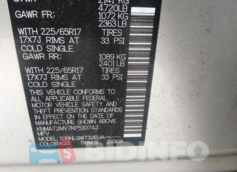KNMAT2MV7KP510742 Photo# 9