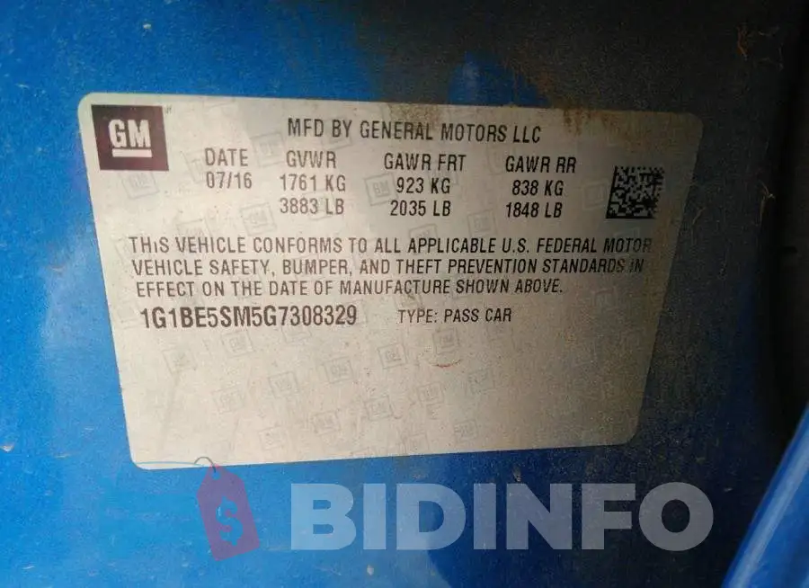 1G1BE5SM5G7308329 Photo# 9