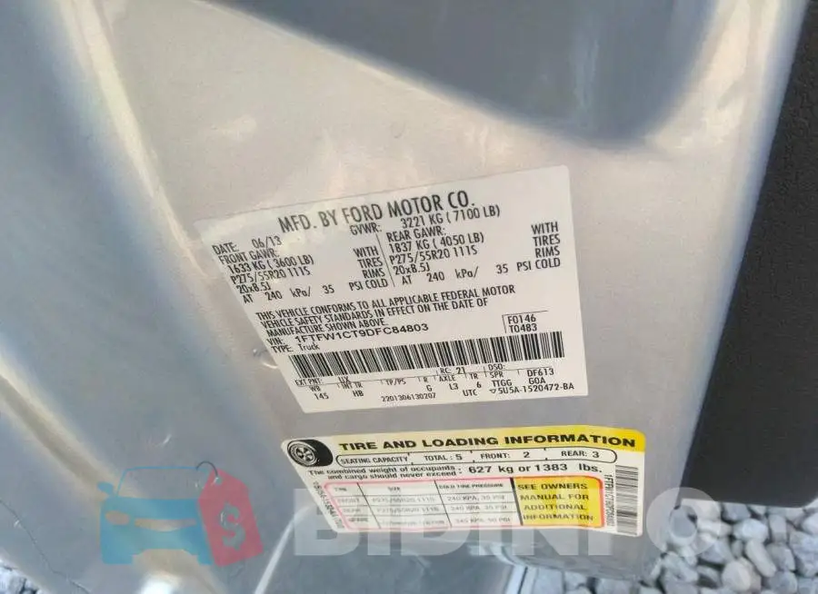 1FTFW1CT9DFC84803 Photo# 8