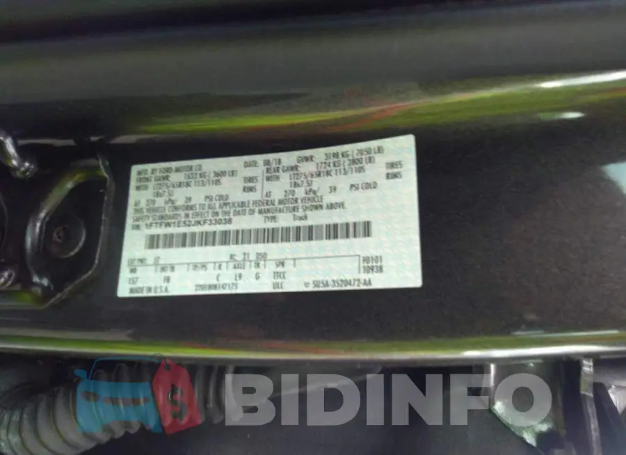 1FTFW1E52JKF33038 Photo# 9