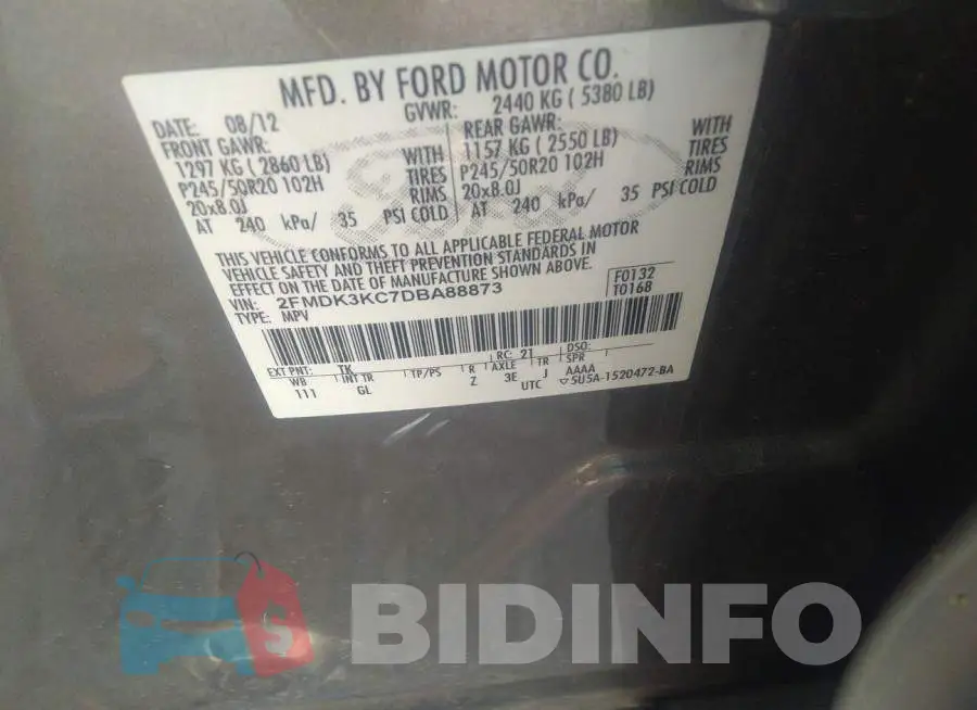 2FMDK3KC7DBA88873 Photo# 9