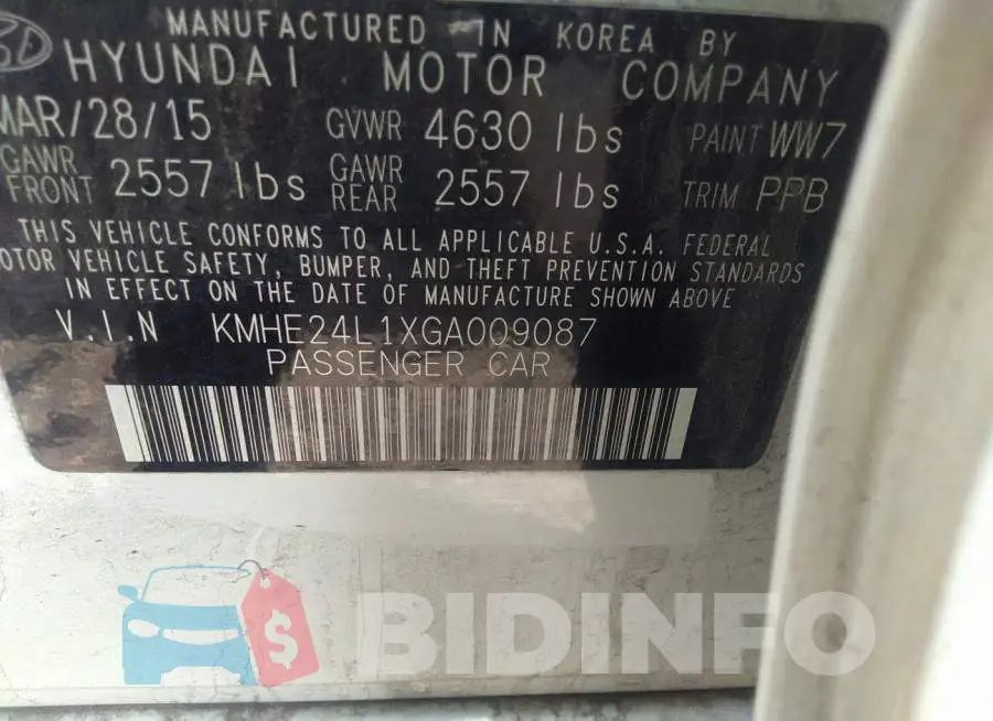 KMHE24L1XGA009087 Photo# 9