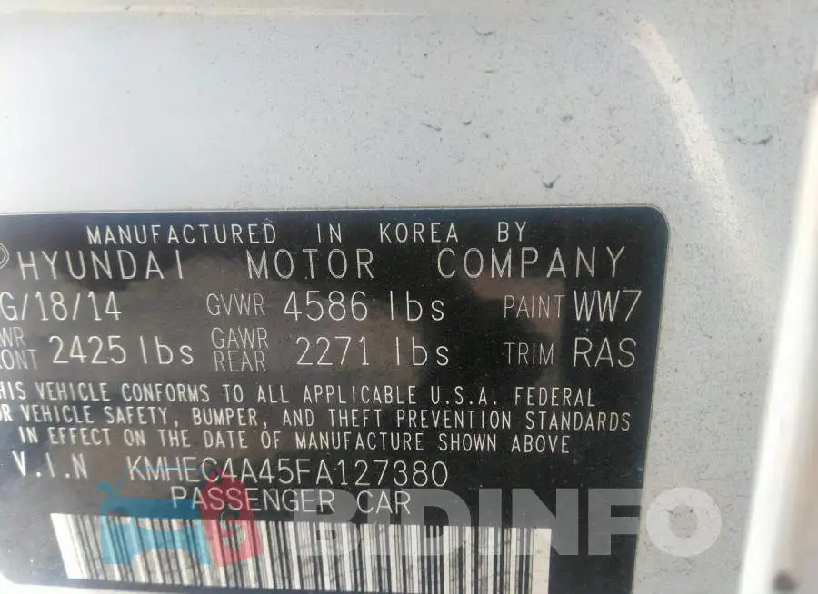 KMHEC4A45FA127380 Photo# 9