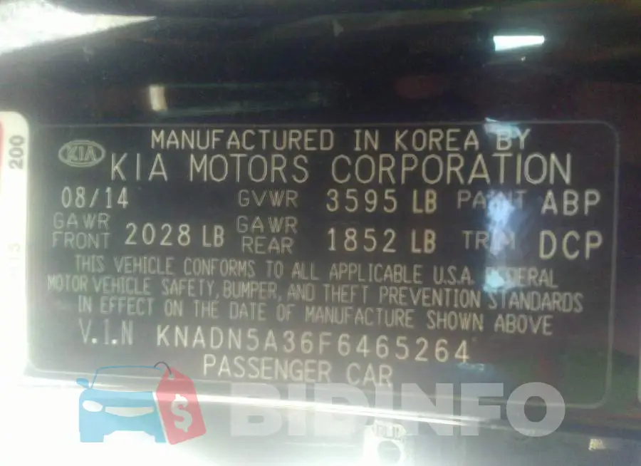 KNADN5A36F6465264 Photo# 9