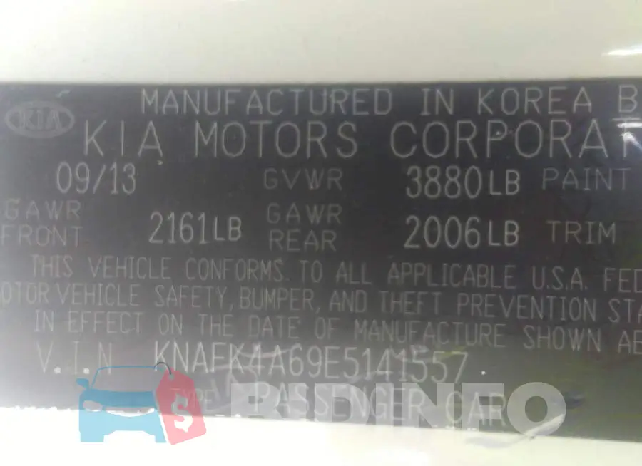 KNAFK4A69E5141557 Photo# 9