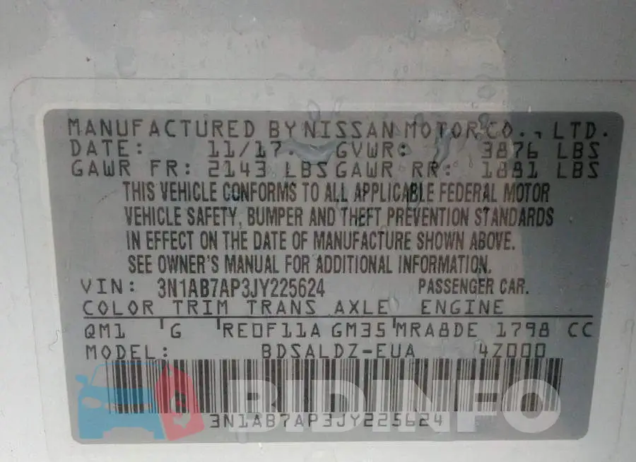 3N1AB7AP3JY225624 Photo# 9