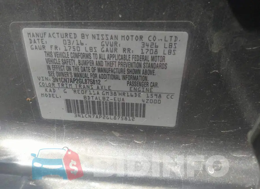 3N1CN7AP2GL875812 Photo# 9