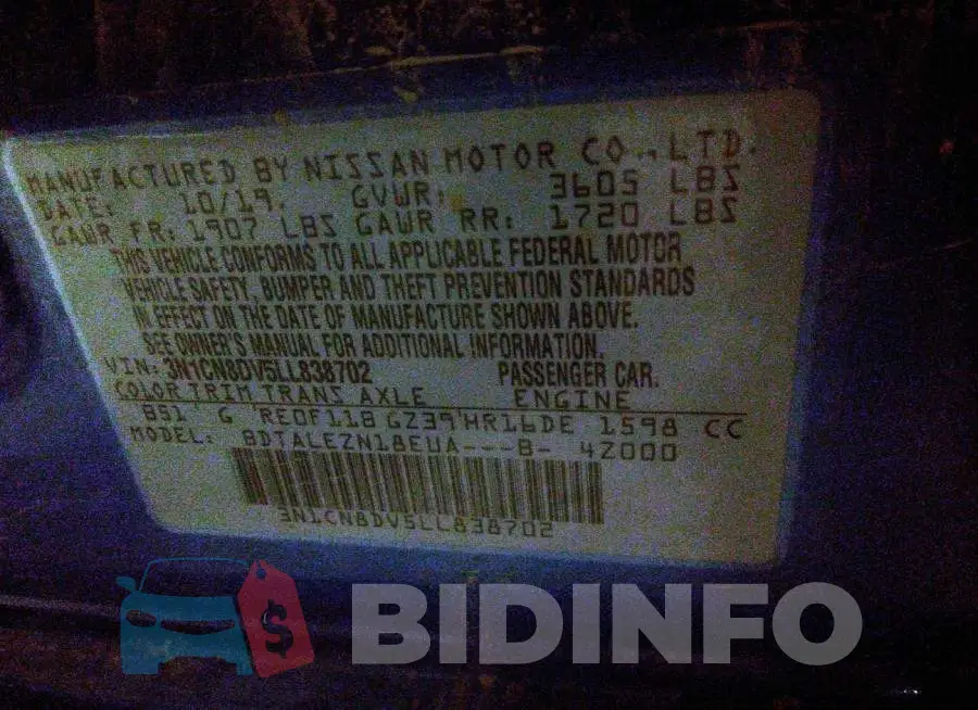 3N1CN8DV5LL838702 Photo# 9