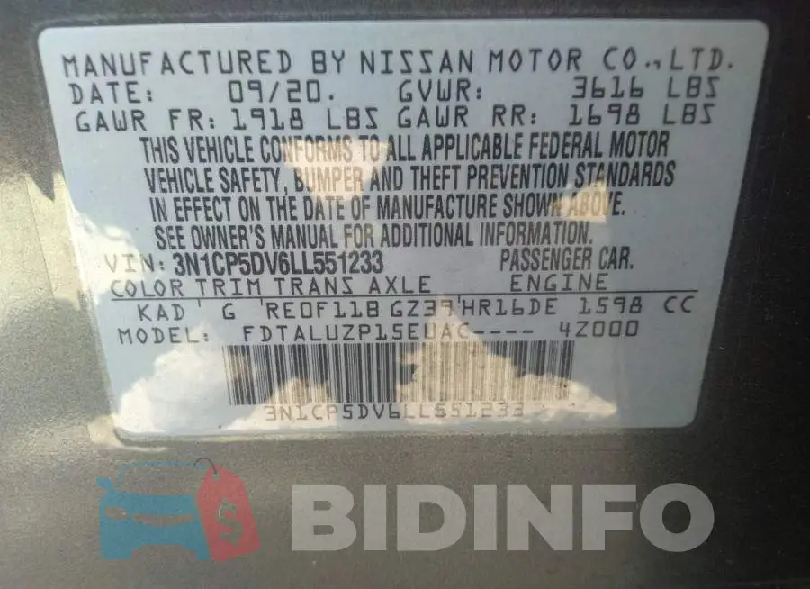 3N1CP5DV6LL551233 Photo# 9