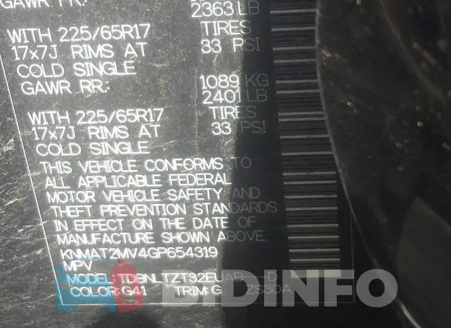 KNMAT2MV4GP654319 Photo# 9