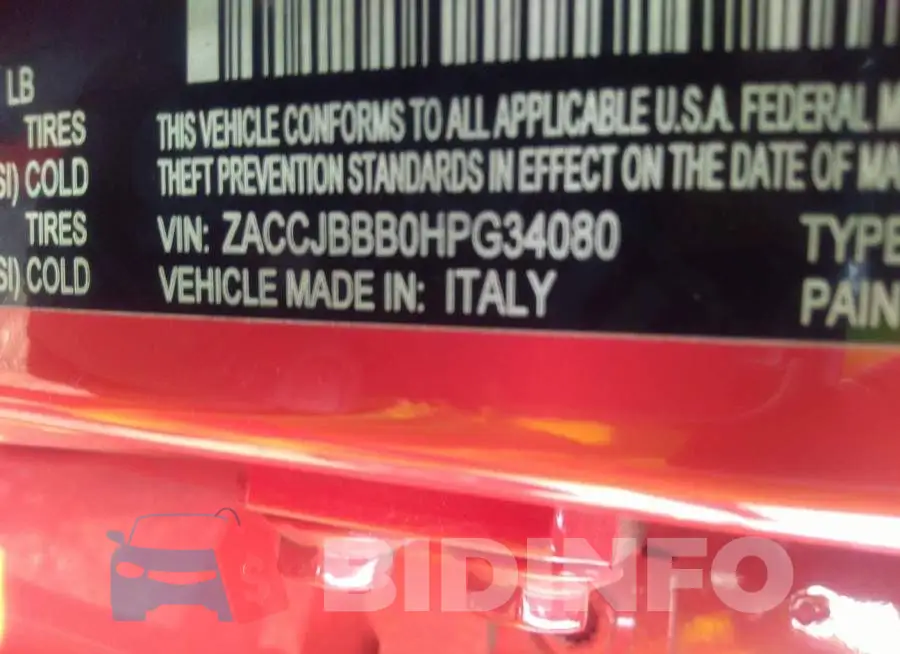 ZACCJBBB0HPG34080 Photo# 9