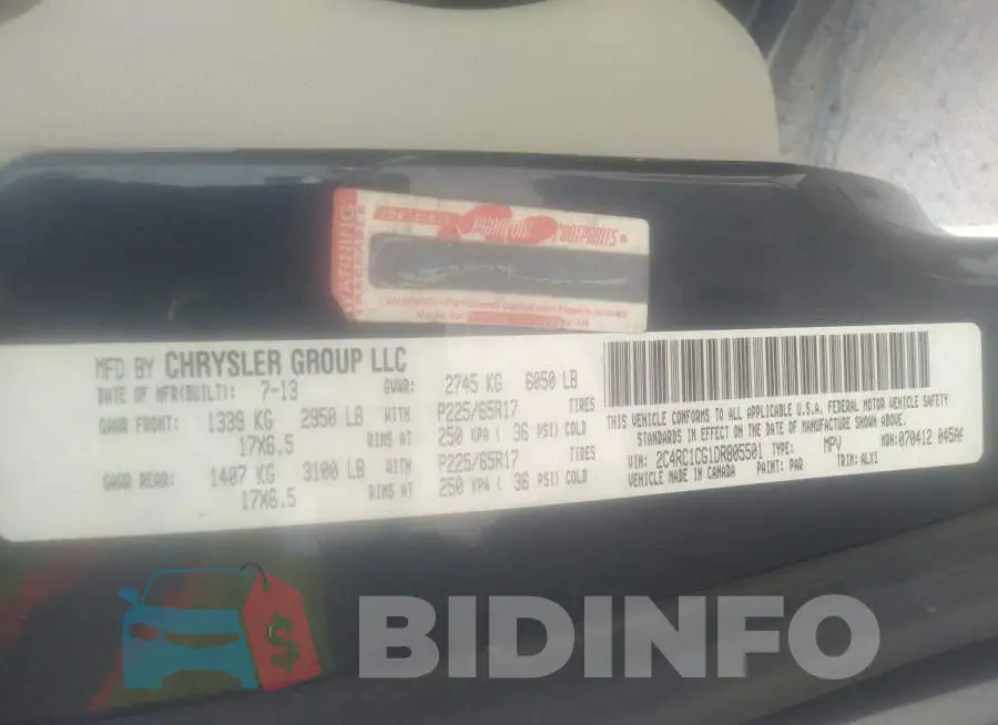 2C4RC1CG1DR805501 Photo# 9