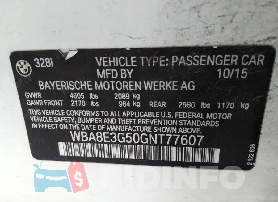 WBA8E3G50GNT77607 Photo# 9