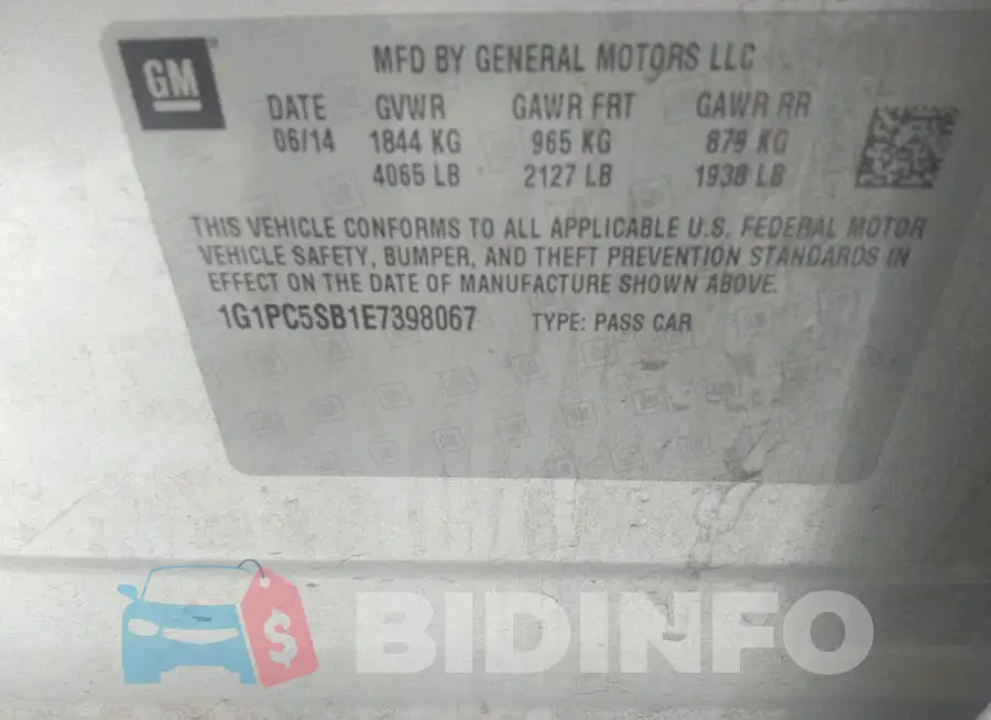 1G1PC5SB1E7398067 Photo# 9