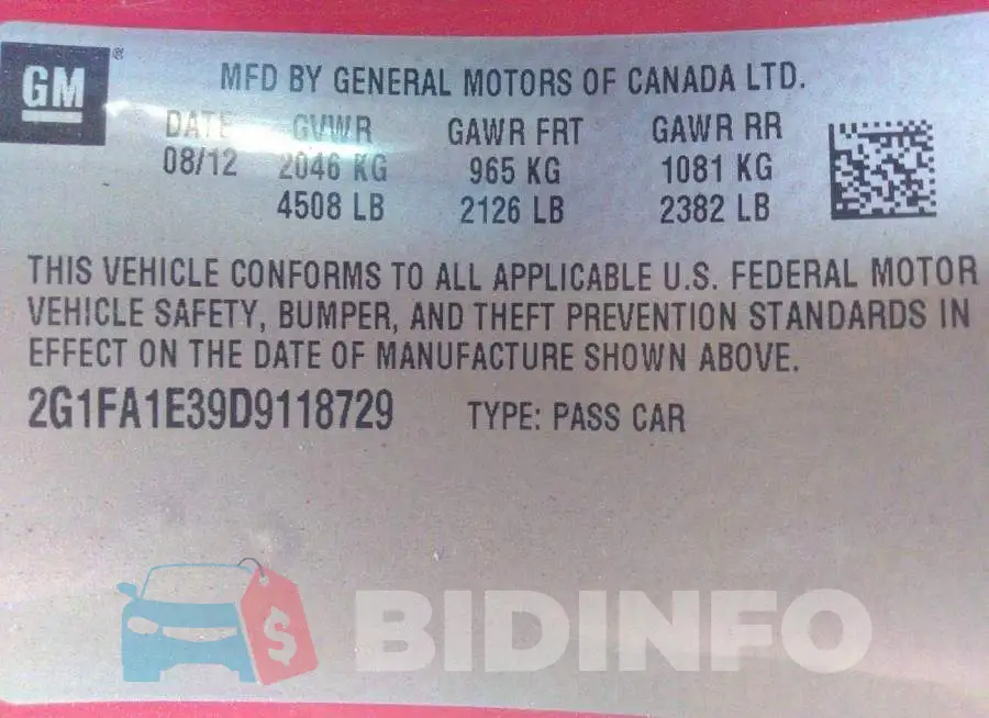2G1FA1E39D9118729 Photo# 9