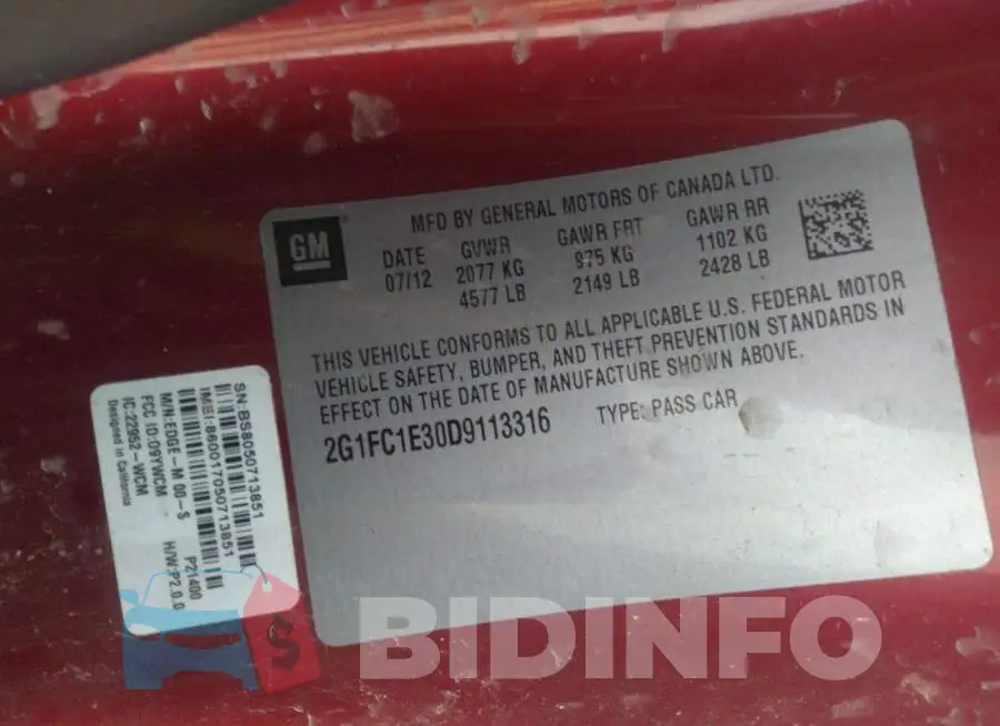 2G1FC1E30D9113316 Photo# 9